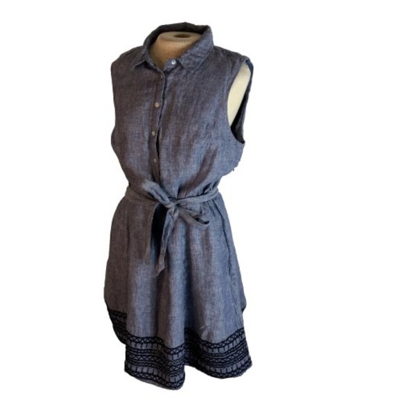 tahari linen shirt dress